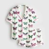 Womens Wicked Butterfly Short Sleeve Satin Pajama Set 1