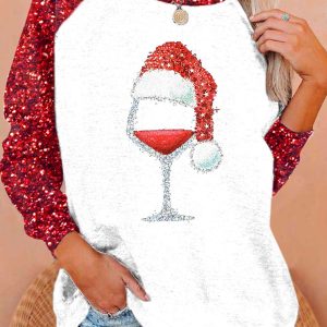 Womens santa hat Printed raglan sleeve sweatshirt