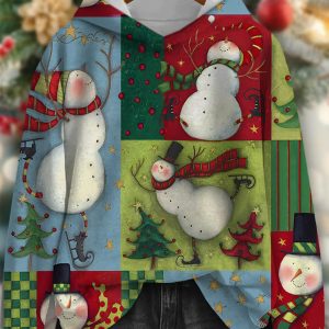 Womens snowman Christmas Print Hoodie