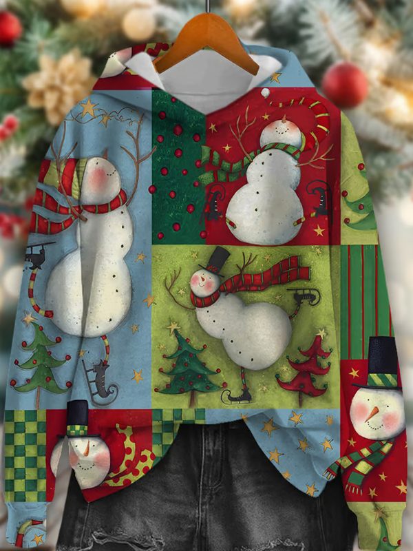 Womens snowman Christmas Print Hoodie