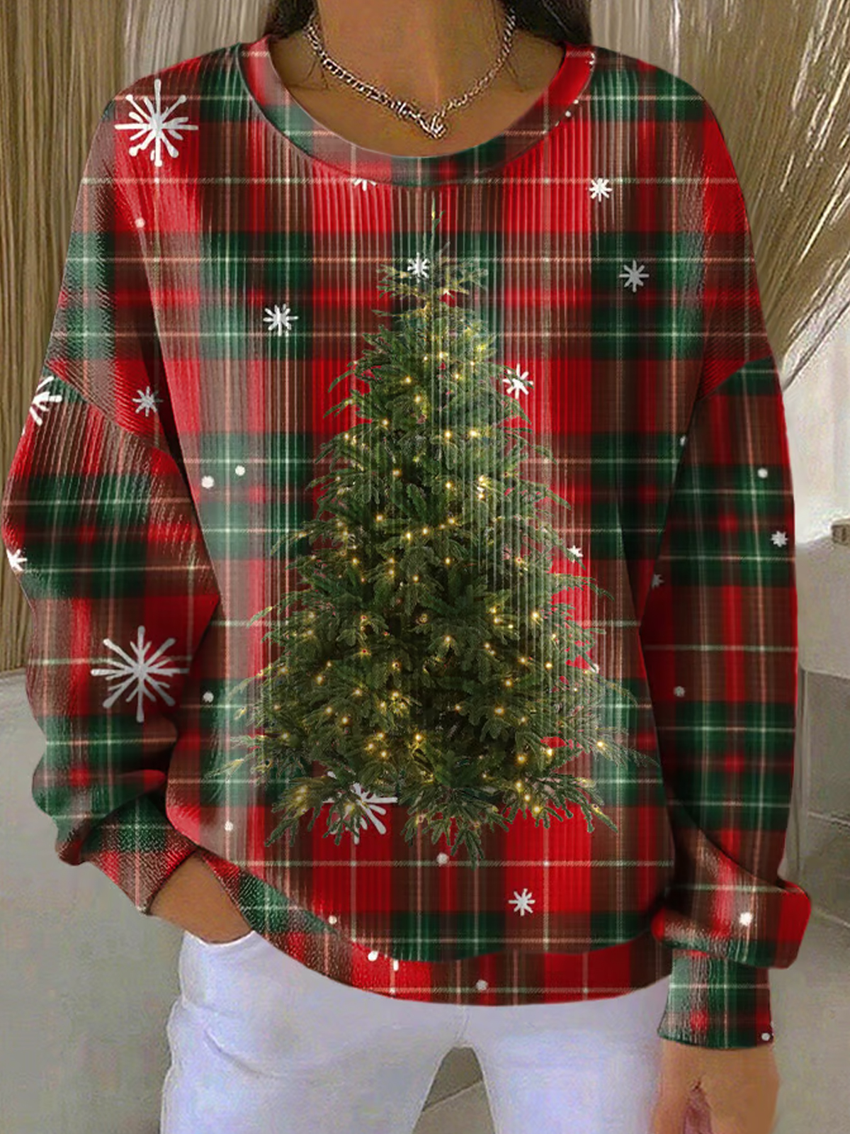 Women's tree Casual Christmas Print Sweatshirt