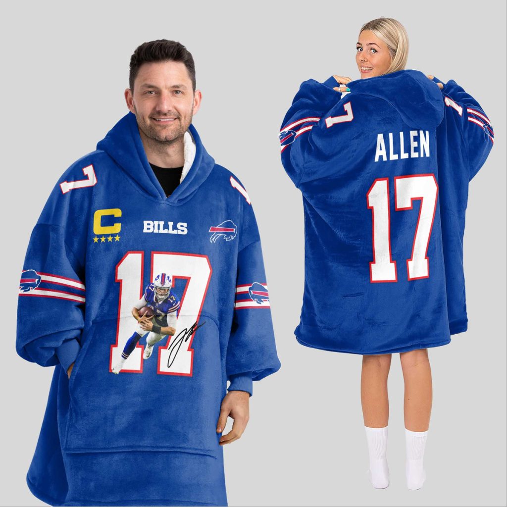 Allen 17 Bills Football Unisex Blanket Hoodie 1 Allen 17 Bills Football Unisex Blanket Hoodie 1