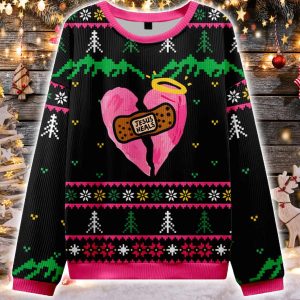 Jesus Heals Pink Heart Christian Ugly Christmas Sweater