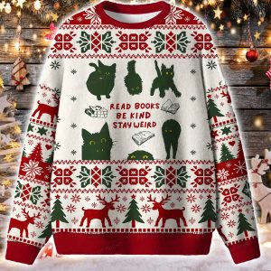 Read Books Be Kind Stay Weird Ugly Christmas Sweater