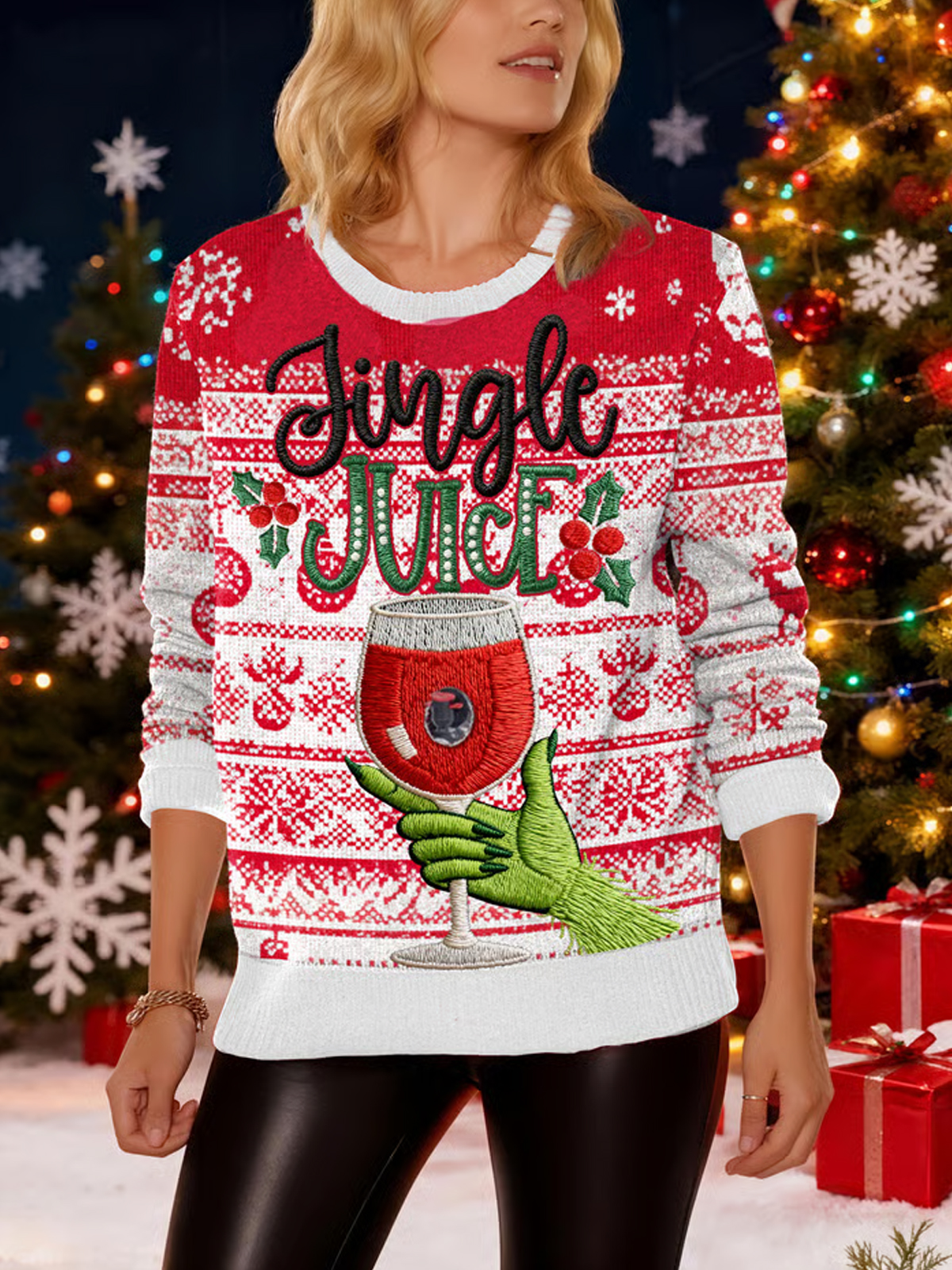 Women's Christmas Drink Up Bitches Drink Dispenser Sweatshirt