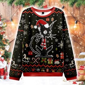 Messy Cat Christmas Ugly Sweater