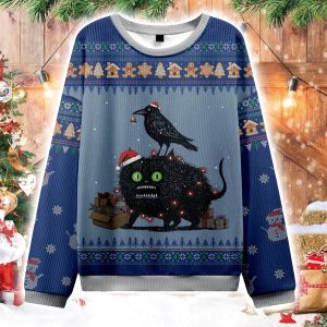 Cat Crow And Fish Unite Christmas Ugly Sweater