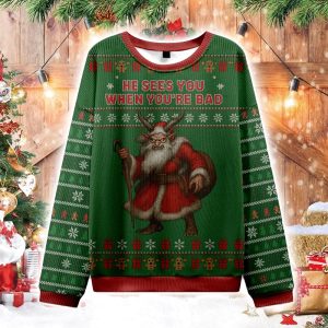 Krampus Sees you When youre bad Christmas Ugly Sweater