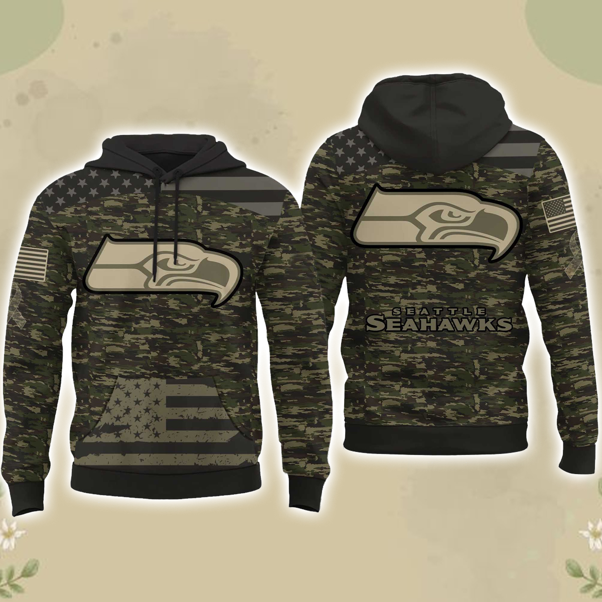 2025 Seahawks Salute to Service Camo Hoodie
