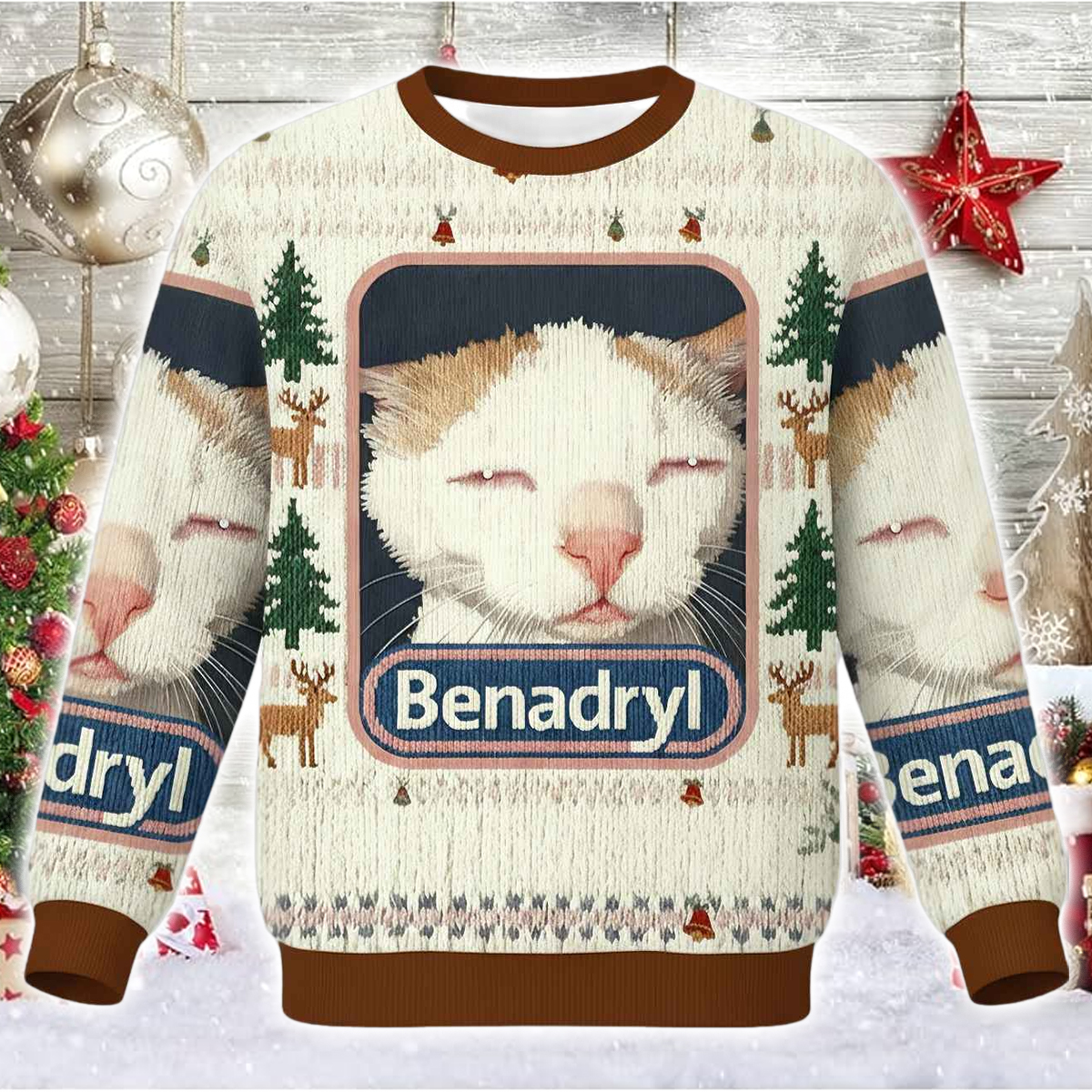 Benadryl Cat Meme Ugly Sweater
