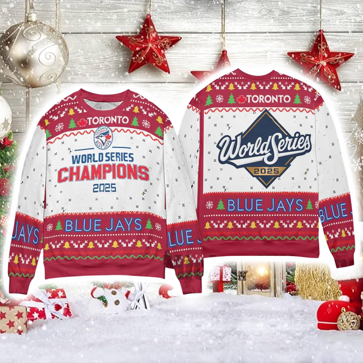 Blue Jays World Series Champions 2025 Christmas Ugly Sweater