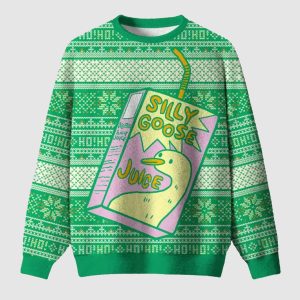 Silly Goose Juice Party Green Christmas Ugly Sweater 1