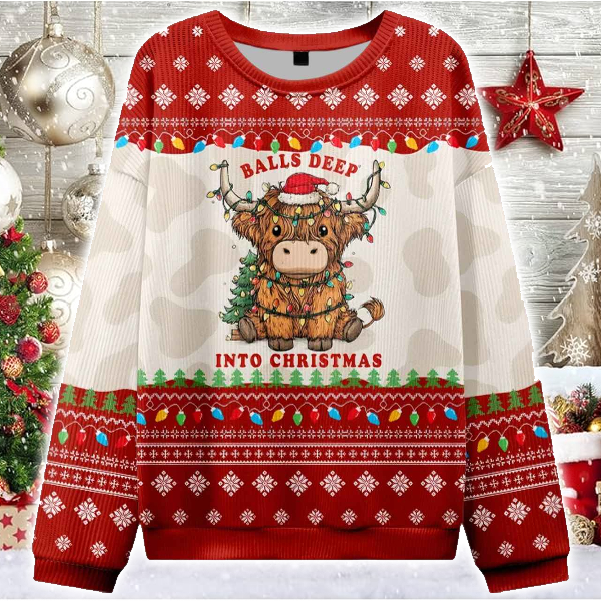 Deep In The Holiday Spirit With A Moo Christmas Sweater