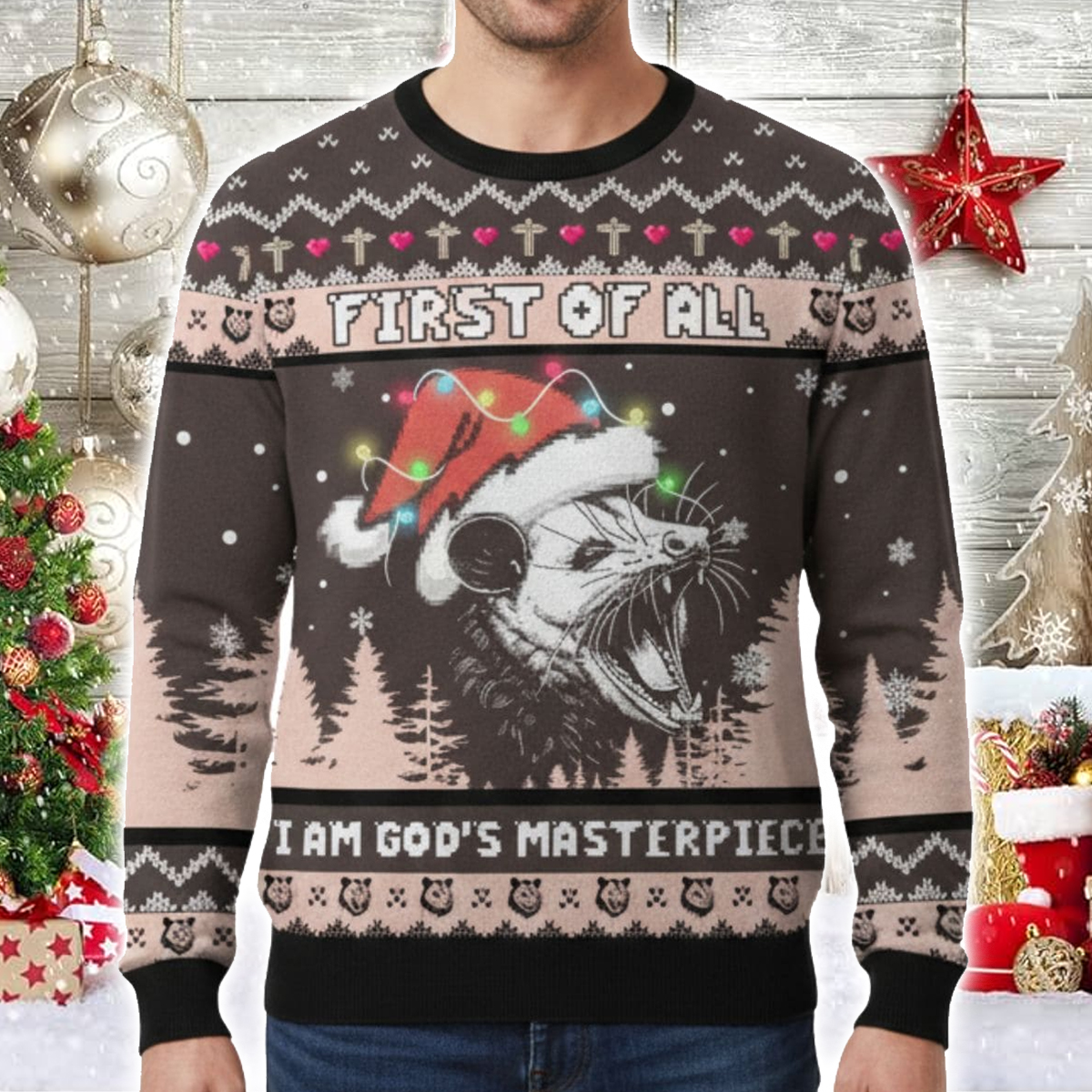 First Of All I Am God's Masterpiece Ugly Sweater