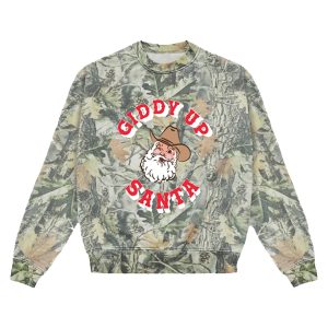 Living Fully Co Disco Cowgirl Giddy Up Santa Camo Shirt