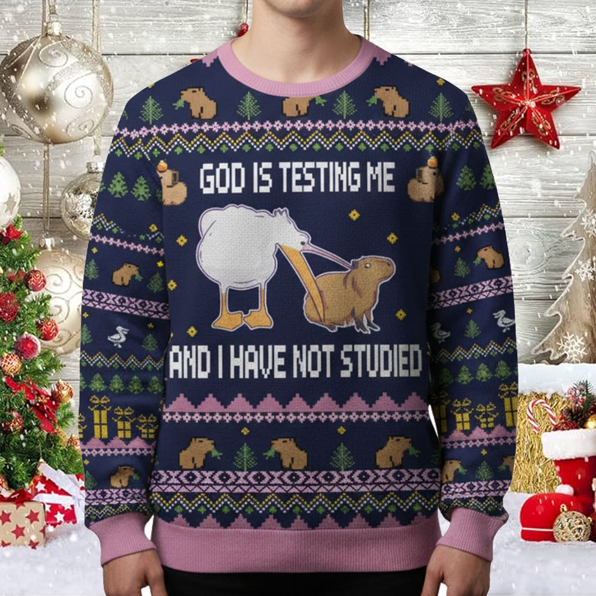 God Is Testing Me And I Have Not Studied Ugly Christmas Sweater