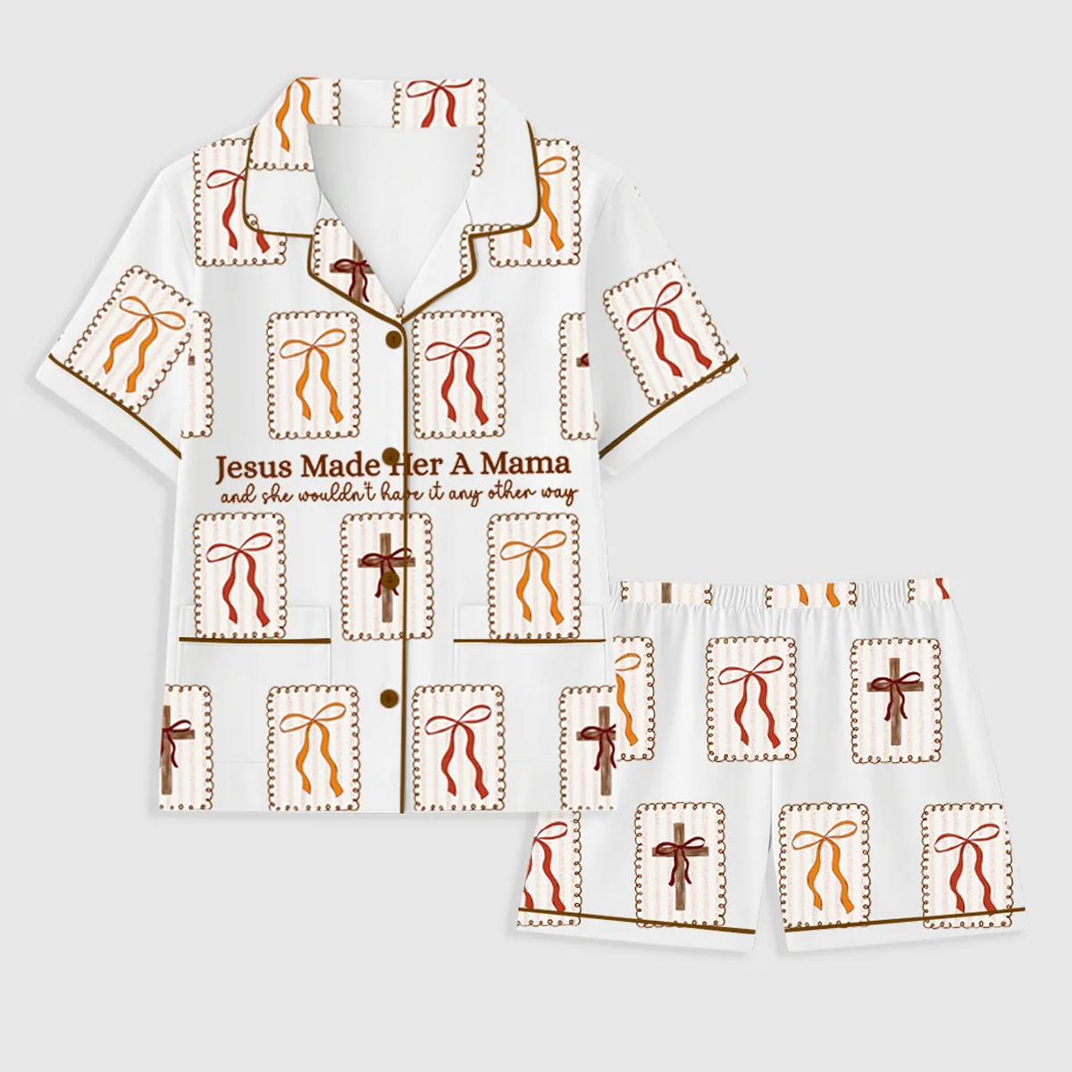 Her A Mama Short Sleeve Pocket Cotton Pajama Set