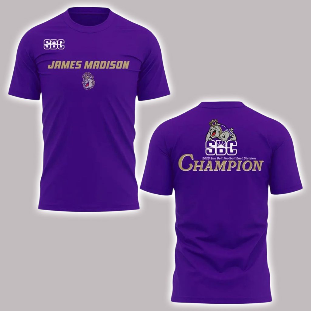 JMU Football SBC 2025 Sun Belt Football East Division CHAMPION T Shirt