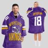 Jefferson 18 Vikings Football Unisex Blanket Hoodie 1