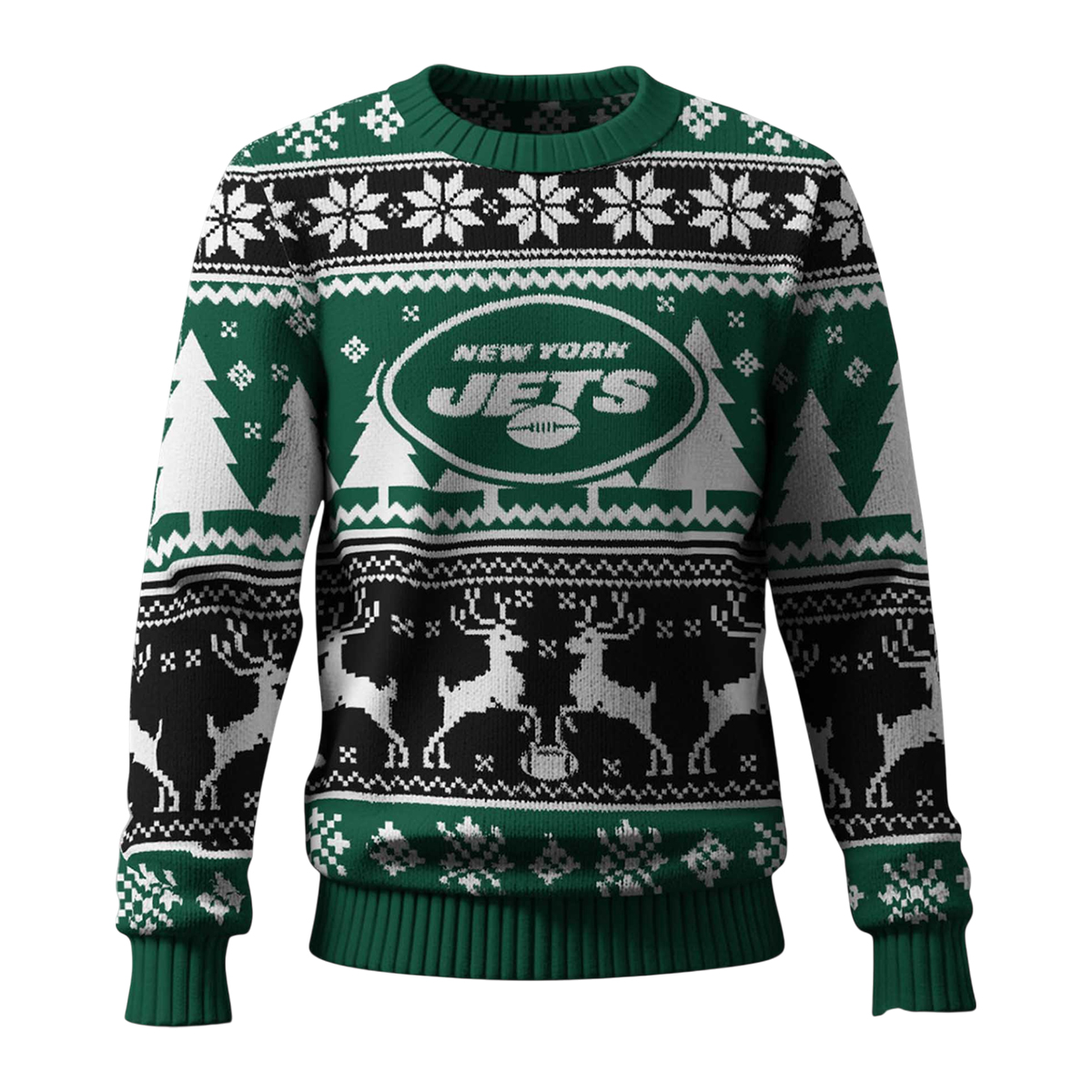 Jets Reindeer Football Christmas Ugly Sweater 1