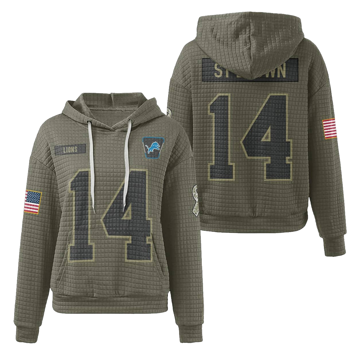 Lions Veterans Day St. Brown 14 Waffle Hoodie