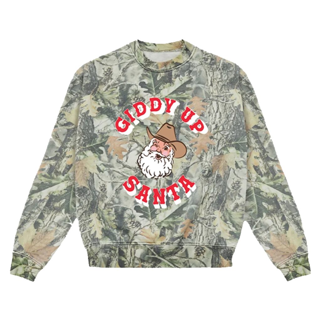 Living Fully Co Disco Cowgirl Giddy Up Santa Camo Shirt
