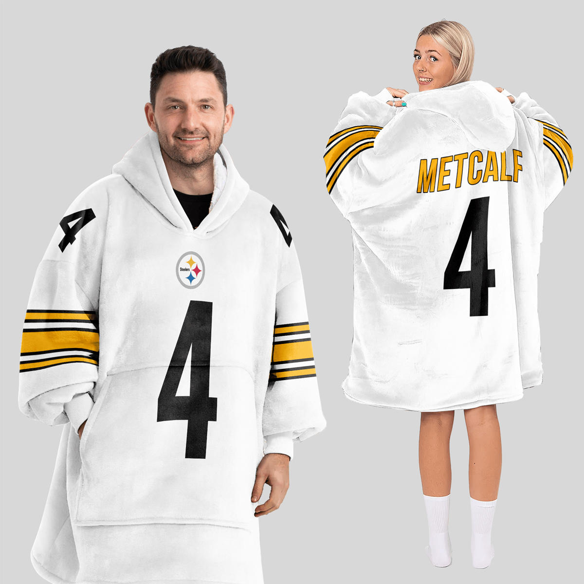 Metcalf 4 Pittsburgh Football Unisex Blanket Hoodie 2