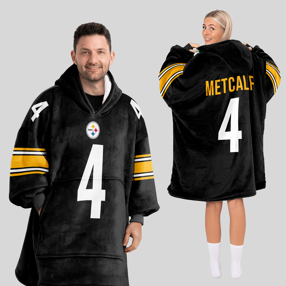 Metcalf 4 Pittsburgh Football Unisex Blanket Hoodie