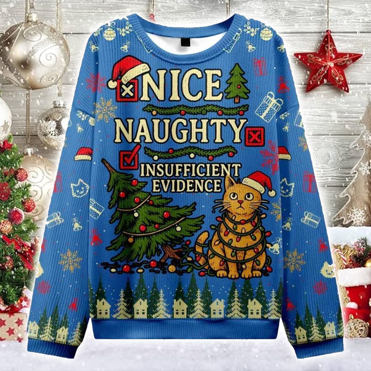 Naughty Cat Christmas Ugly Sweater