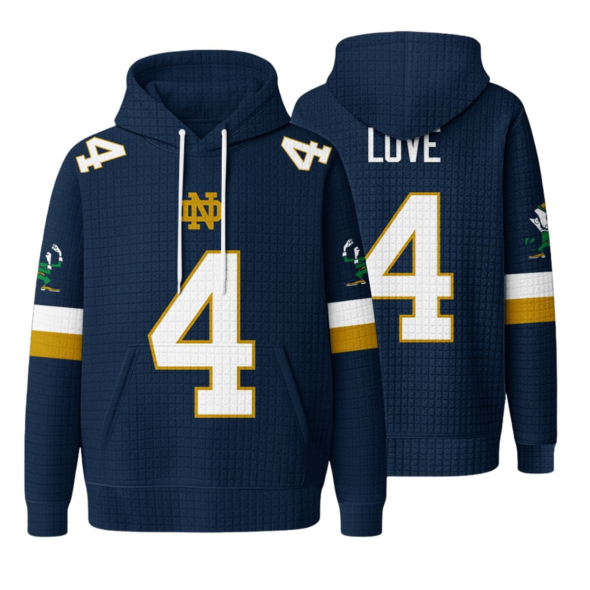 Notre Dame Football Love 4 Waffle Hoodie