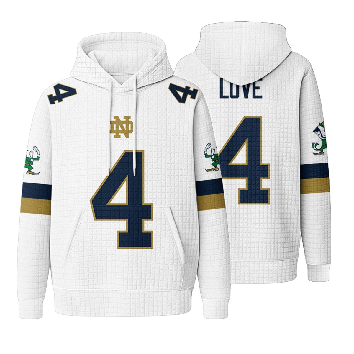 Notre Dame Football Love 4 Waffle Hoodie 2
