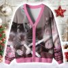 Pink Smoking Rats Cardigan Sweater
