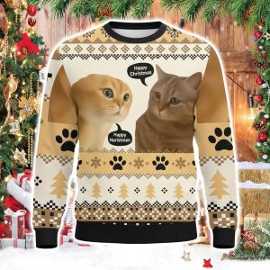 Two Cats Talking Meme Christmas Ugly Sweater
