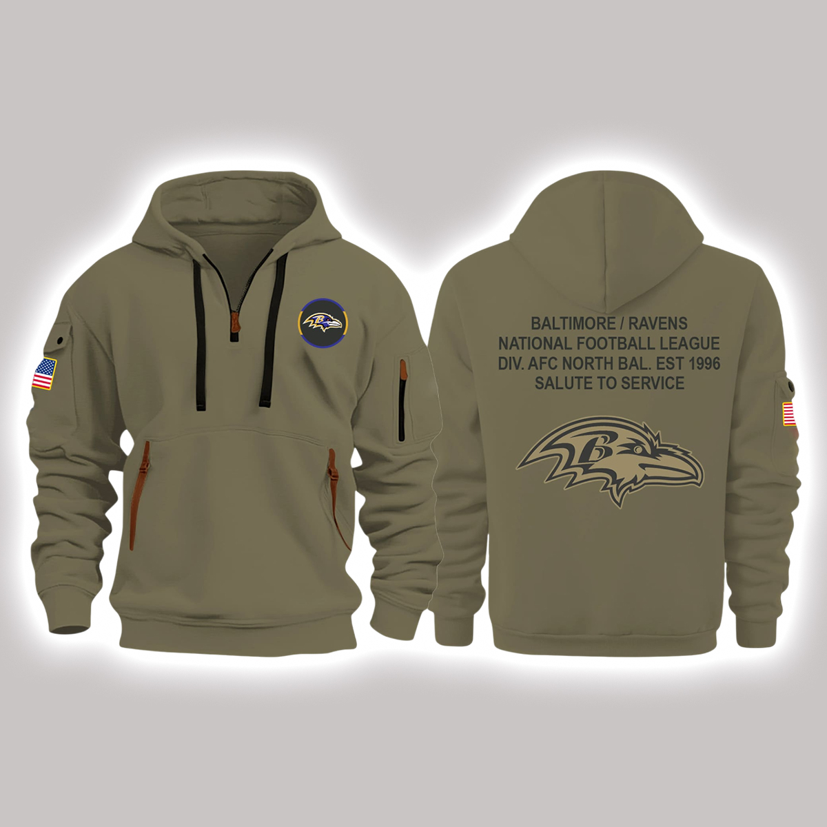 Ravens Salute To Service Quarter Zip Hoodie 2025