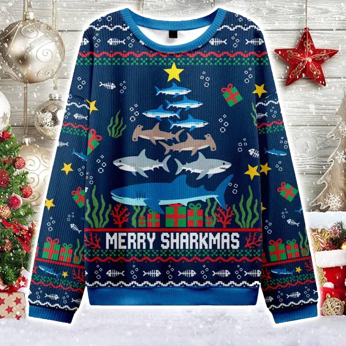 Shark Christmas Tree Christmas Ugly Sweater