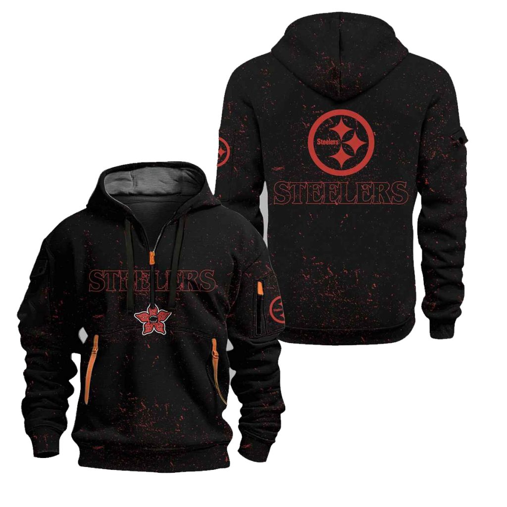 Steelers Stranger Things Quarter Zip Hoodie