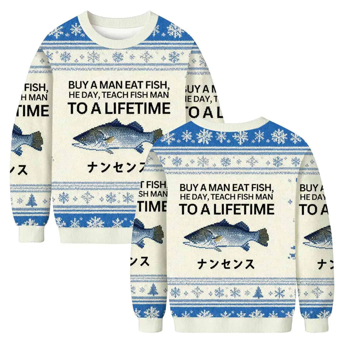 Teach Fish Man To A Lifetime Ugly Christmas Sweater