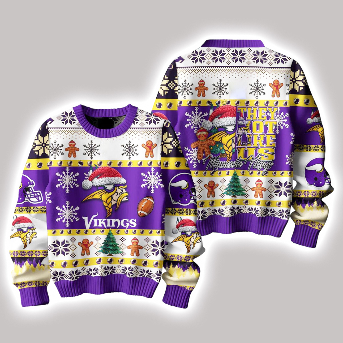 Vikings They Not Like Us Christmas Ugly Sweater