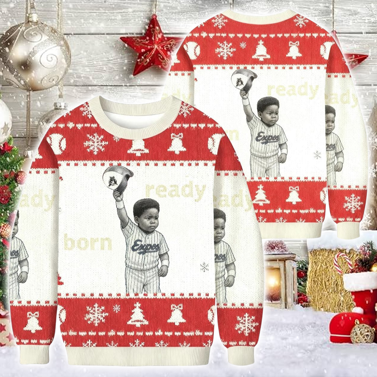 Vladimir Guerrero Jr Born Ready Christmas Ugly Sweater
