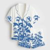 Women's Vintage Wildflowers 90s Retro Flowers Art Print Long Sleeve Satin Pajama Set