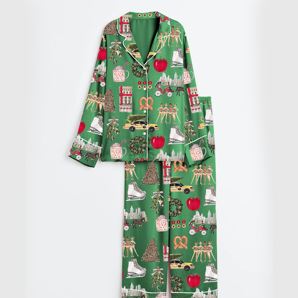 Women's Christmas In New York Satin Family Pajama Set