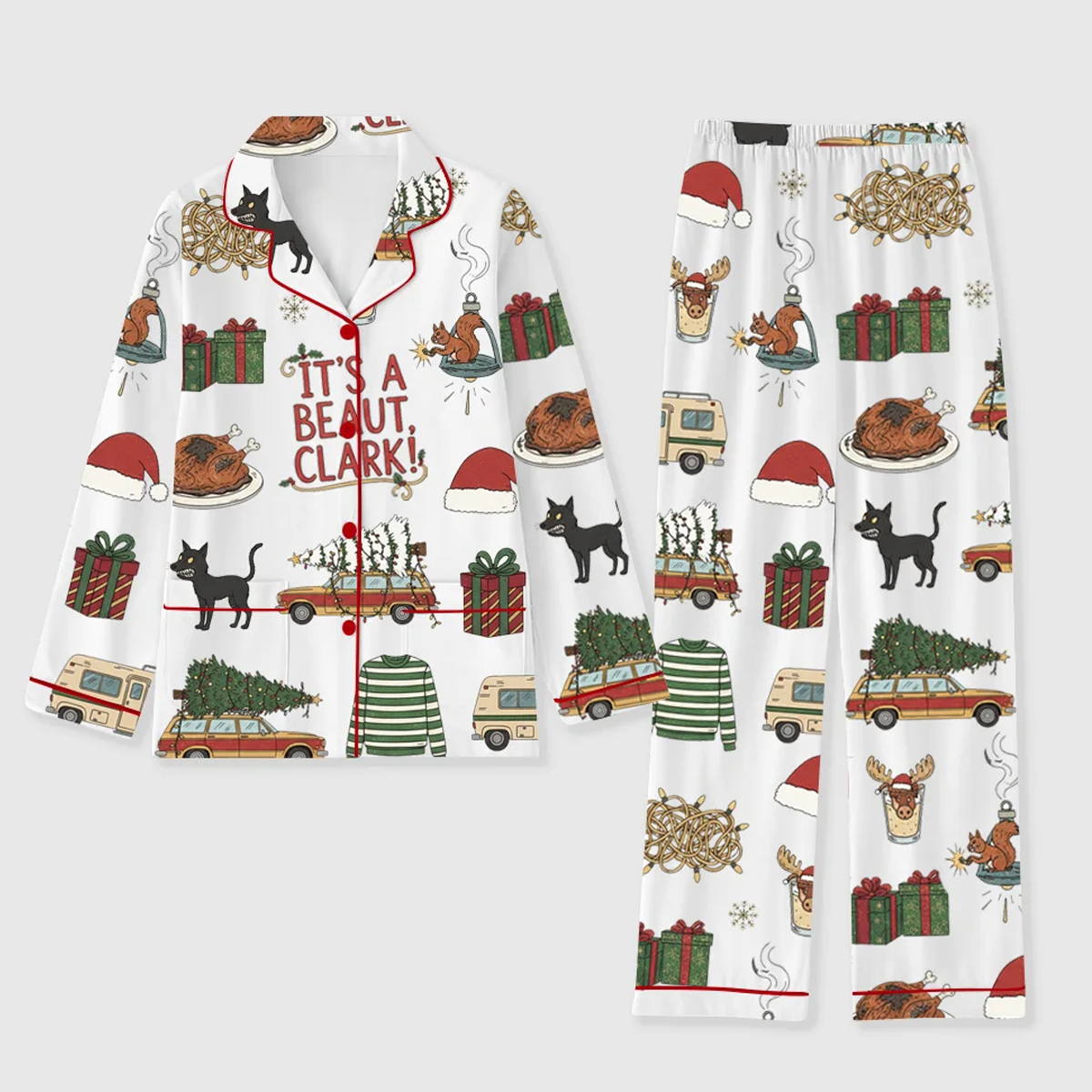 Womens Its a Beaut Clark Griswold Christmas Family Holiday Short Sleeve Pajama Set