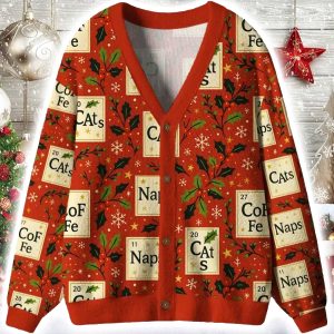 Periodic Table Funny Ugly Cardigan Sweater