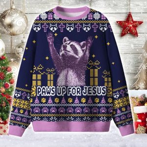 Paws Up For Jesus Ugly Christmas Sweater