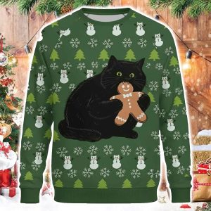 Gingerbread Cat Christmas Ugly Sweater