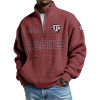 Aggies Est 1894 Waffle Stand Collar Half Zip Sweatshirt 1
