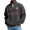 Aggies Est 1894 Waffle Stand Collar Half Zip Sweatshirt