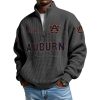 Auburn Est 1892 Waffle Stand Collar Half Zip Sweatshirt 1