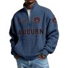 Auburn Est 1892 Waffle Stand Collar Half Zip Sweatshirt