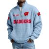 Badgers Est 1889 Waffle Stand Collar Half Zip Sweatshirt 2